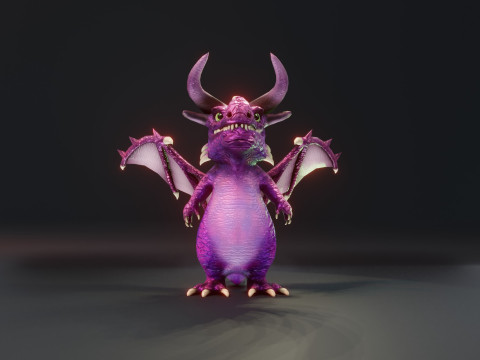 Cartoon Amethyst Dragon Animated Modèle 3D