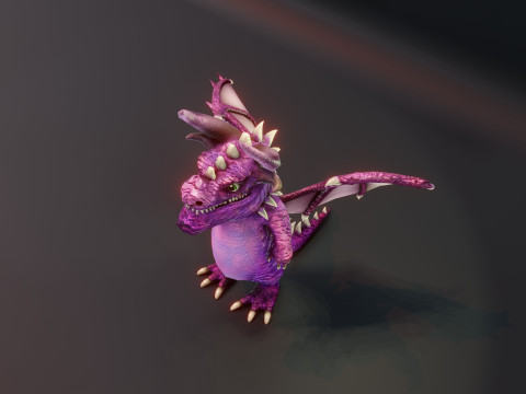 Cartoon Amethyst Dragon Animated Modèle 3D