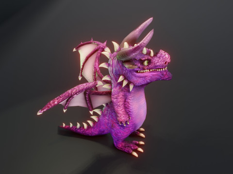 Cartoon Amethyst Dragon Animated Modèle 3D