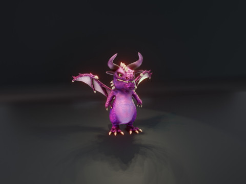 Cartoon Amethyst Dragon Animated Modèle 3D