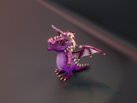 Cartoon Amethyst Dragon Animated Modèle 3D