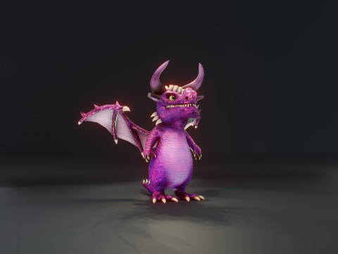 Cartoon Amethyst Dragon Animated Modèle 3D