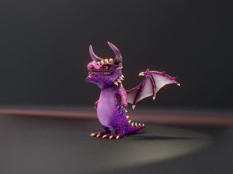 Cartoon Amethyst Dragon Animated Modèle 3D