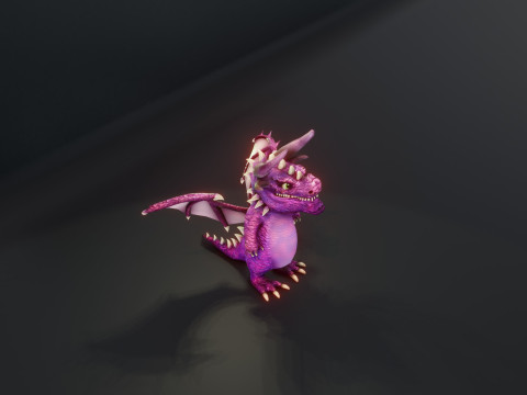 Cartoon Amethyst Dragon Animated Modèle 3D
