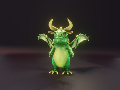 Cartoon Emerald Dragon Animated 3D 模型