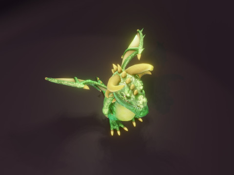 Cartoon Emerald Dragon Animated 3D 模型