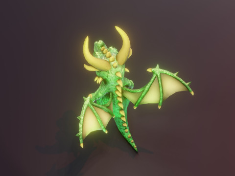 Cartoon Emerald Dragon Animated 3D 模型
