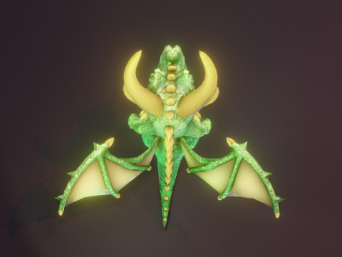 Cartoon Emerald Dragon Animated 3D 模型