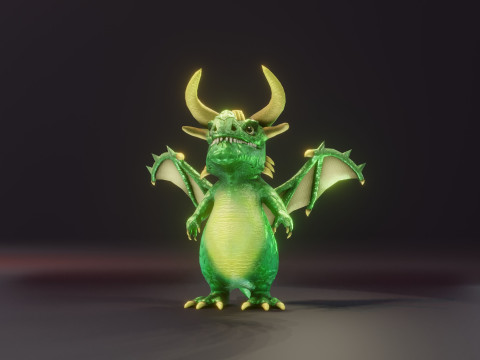 Cartoon Emerald Dragon Animated 3D 模型