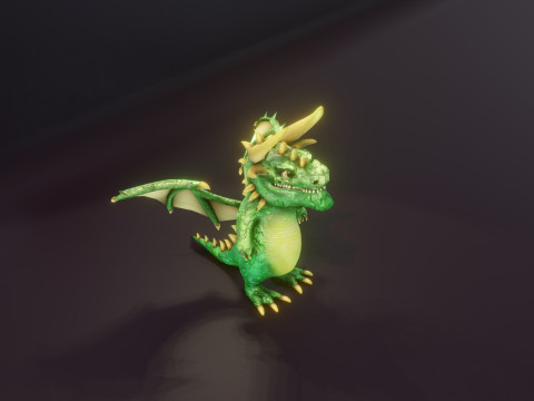 Cartoon Emerald Dragon Animated 3D 模型