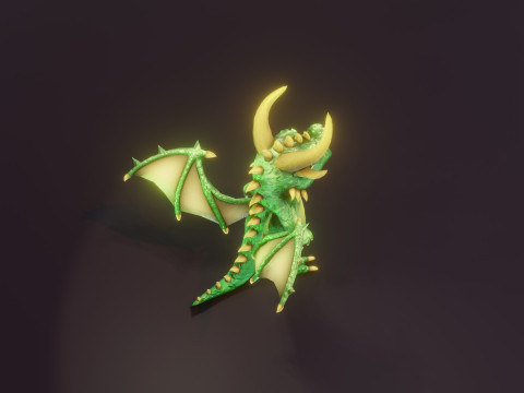 Cartoon Emerald Dragon Animated 3D 模型