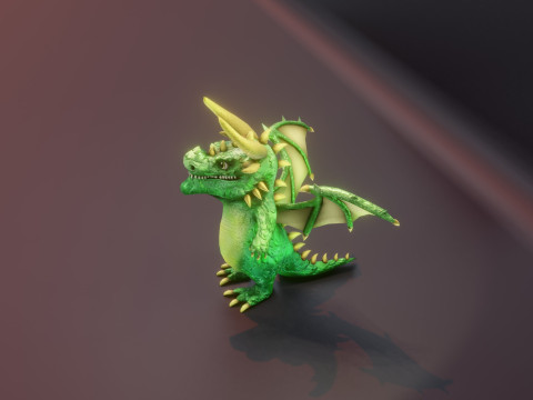 Cartoon Emerald Dragon Animated 3D 模型
