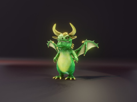 Cartoon Emerald Dragon Animated 3D 模型