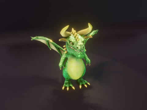 Cartoon Emerald Dragon Animated 3D 模型