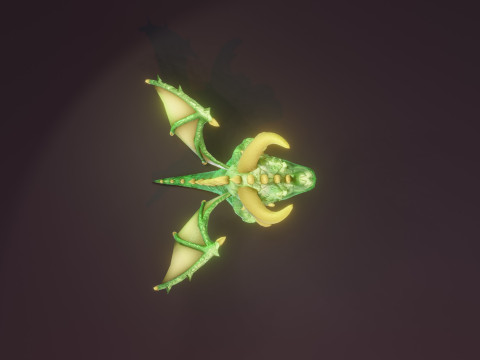 Cartoon Emerald Dragon Animated 3D 模型