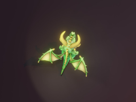 Cartoon Emerald Dragon Animated 3D 模型