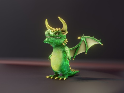 Cartoon Emerald Dragon Animated 3D 模型