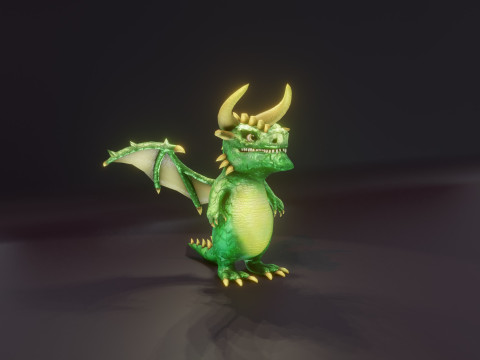 Cartoon Emerald Dragon Animated 3D 模型