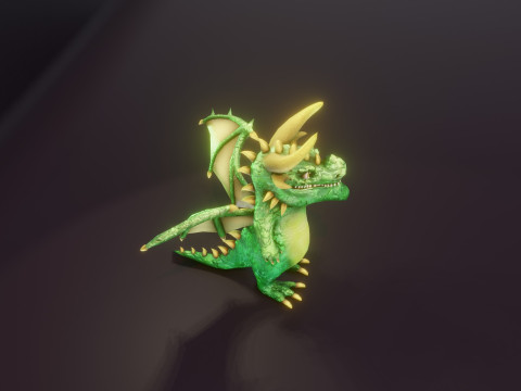 Cartoon Emerald Dragon Animated 3D 模型