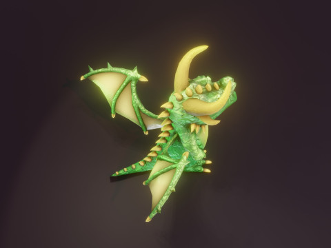 Cartoon Emerald Dragon Animated 3D 模型