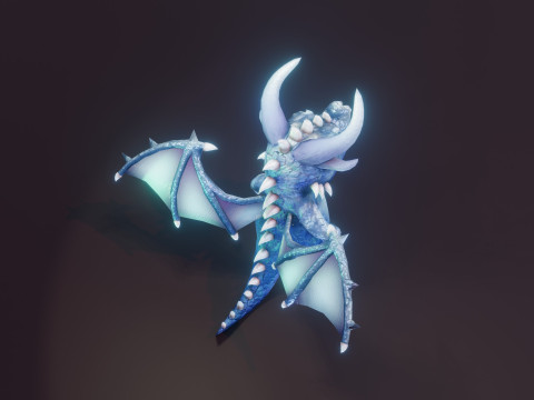 Cartoon Sapphire Dragon Animated 3D 모델