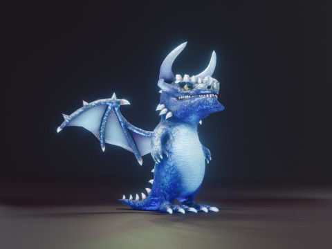 Cartoon Sapphire Dragon Animated 3D 모델