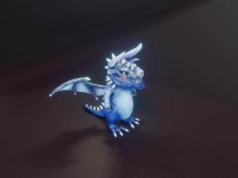 Cartoon Sapphire Dragon Animated 3D 모델