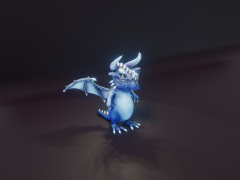 Cartoon Sapphire Dragon Animated 3D 모델