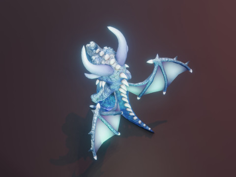 Cartoon Sapphire Dragon Animated 3D 모델