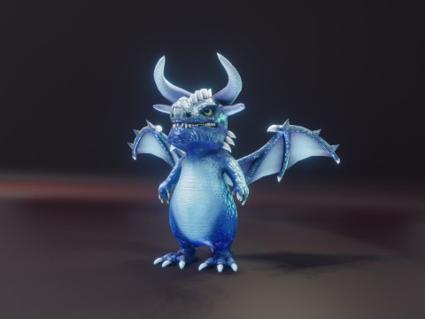 Cartoon Sapphire Dragon Animated 3D 모델