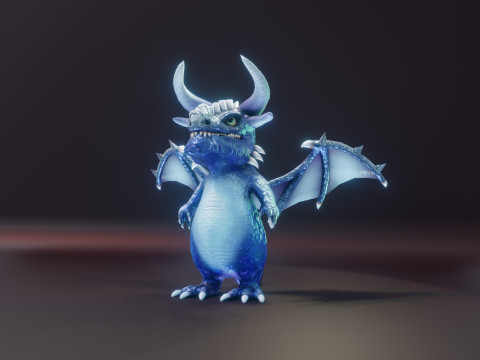 Cartoon Sapphire Dragon Animated 3D 모델