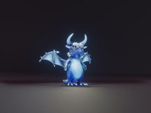 Cartoon Sapphire Dragon Animated 3D 모델