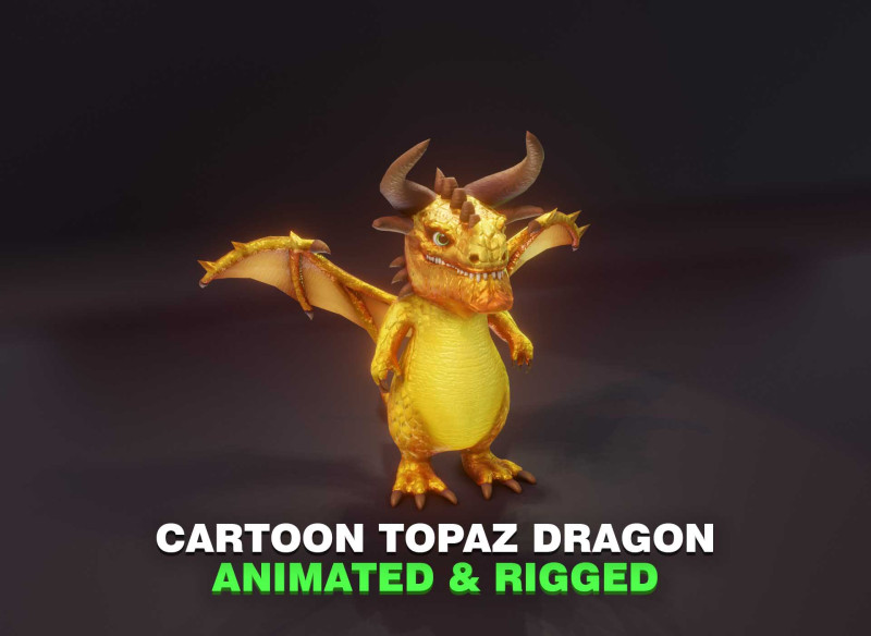 Cartoon Topaz Dragon Animated Modello 3D .c4d .max .obj .3ds .fbx .stl .blend 