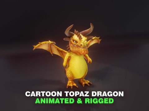 Cartoon Topaz Dragon Animated 3D Model