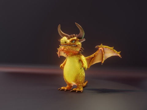Cartoon Topaz Dragon Animated Modello 3D