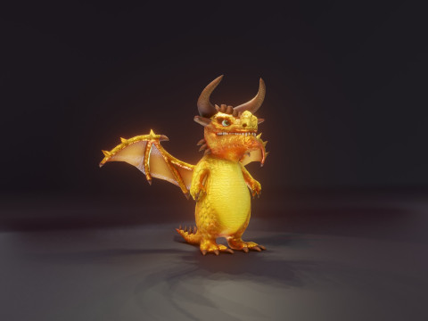 Cartoon Topaz Dragon Animated Modello 3D