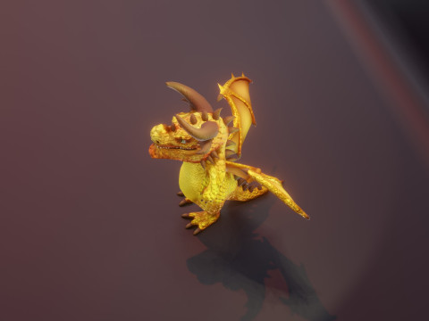 Cartoon Topaz Dragon Animated Modello 3D