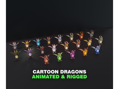 Cartoon Dragons 20 Stylized Dragons Pack 3D Model