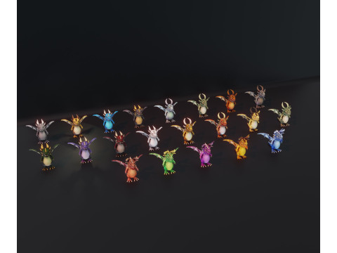 Cartoon Dragons 20 Stylized Dragons Pack 3D Model