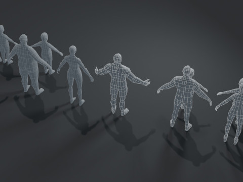 Human Body Base Mesh 10 Models Pack 1000 Polygons 3D Модель