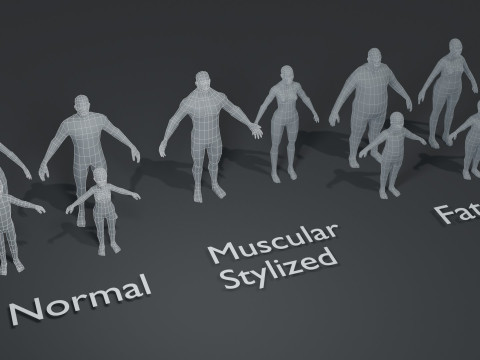 Human Body Base Mesh 10 Models Pack 1000 Polygons 3D मॉडल