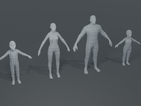 Human Body Base Mesh 10 Models Pack 1000 Polygons 3D Модель