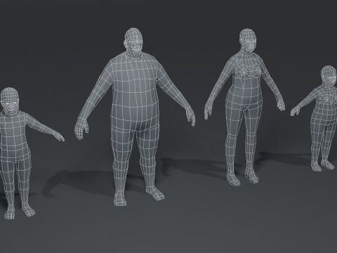 Human Body Base Mesh 10 Models Pack 1000 Polygons 3D Модель