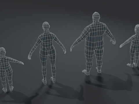 Human Body Base Mesh 10 Models Pack 1000 Polygons 3D Модель