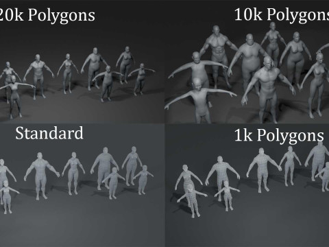 Human Body Base Mesh 40 Models Pack 3D मॉडल
