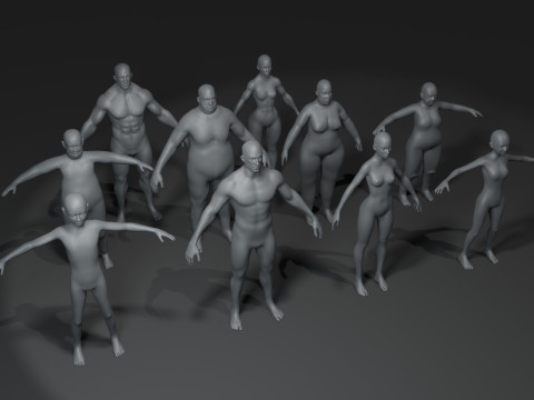 Human Body Base Mesh 40 Models Pack 3Dモデル