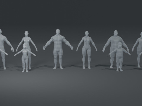 Human Body Base Mesh 40 Models Pack 3Dモデル