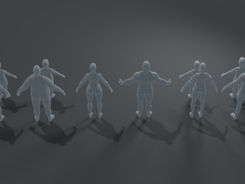 Human Body Base Mesh 40 Models Pack 3Dモデル