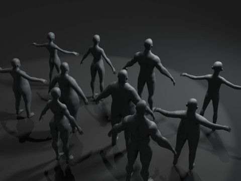 Human Body Base Mesh 10 Models Pack 10k Polygons 3D Model