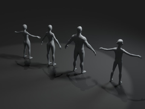Human Body Base Mesh 10 Models Pack 10k Polygons 3D Model